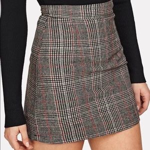 Plaid Zip up Bodycon Skirt